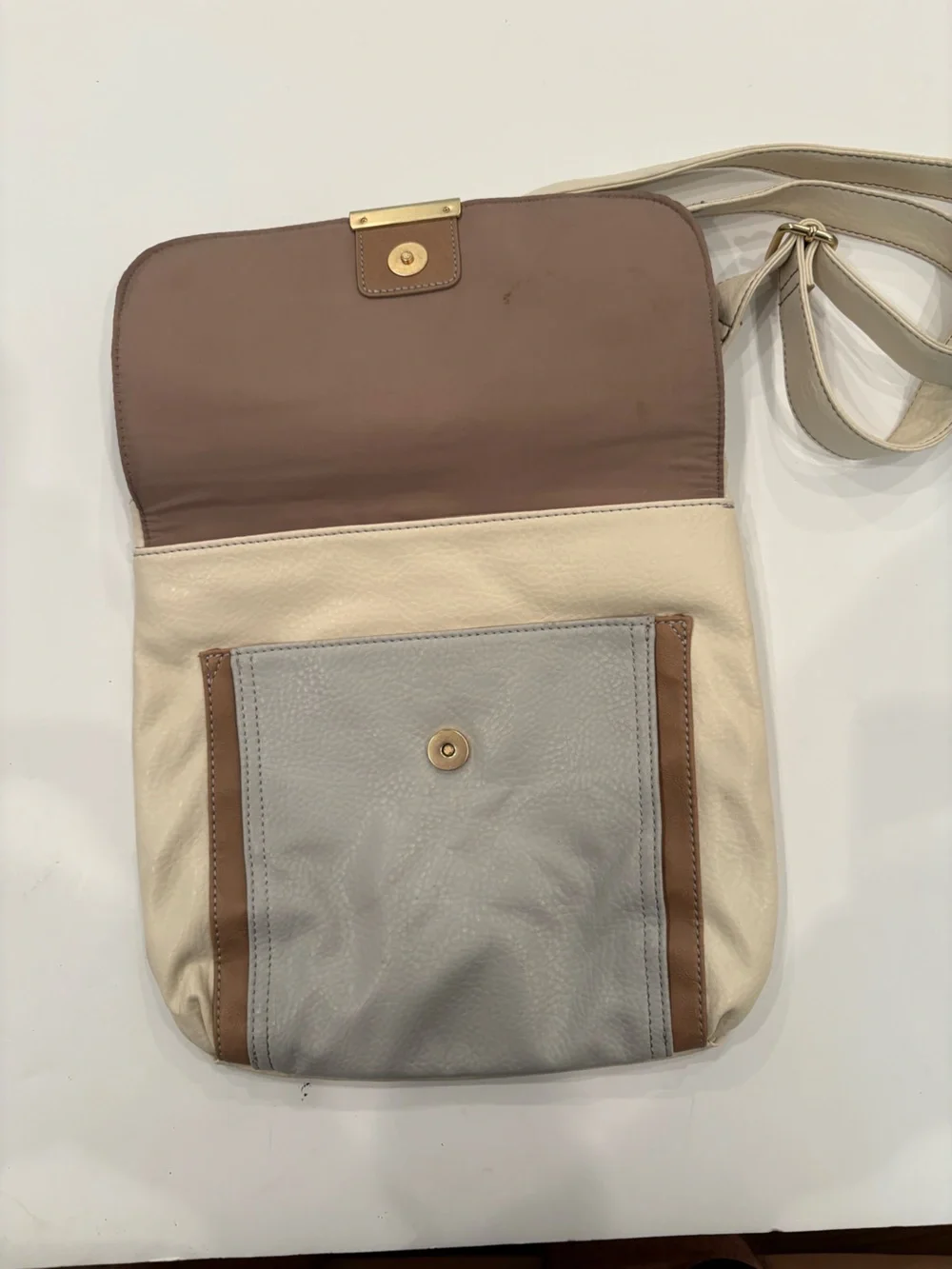 Relic Crossbody Bag in Gray, Cream & Red Stripe